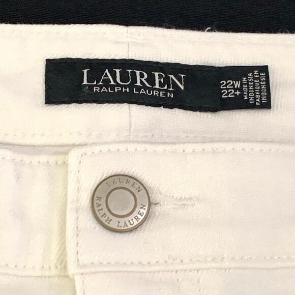 Lauren Ralph Lauren Womens White Shorts Plus Size 22W Raw Fringe Hem High Rise - Picture 3 of 14
